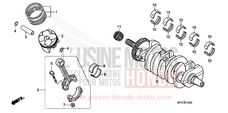CRANKSHAFT/PISTON for CB600F Hornet PEARL AMBER YELLOW (Y200) from 2007